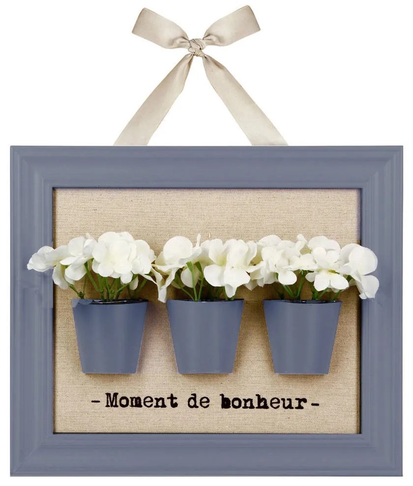 Decor de perete, 3 ghivece de flori, 38 x 32 cm, negru