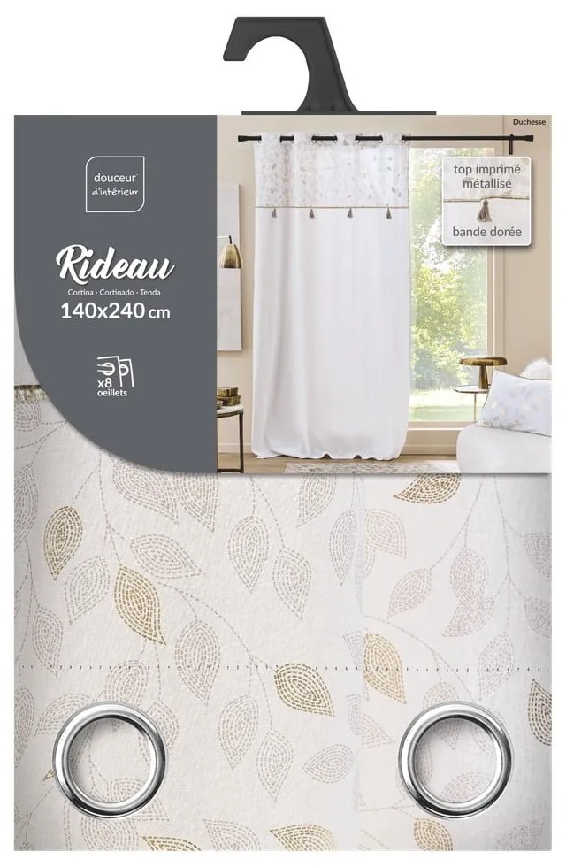 Draperie albă din amestec de bumbac 140x240 cm Duchesse – douceur d'intérieur