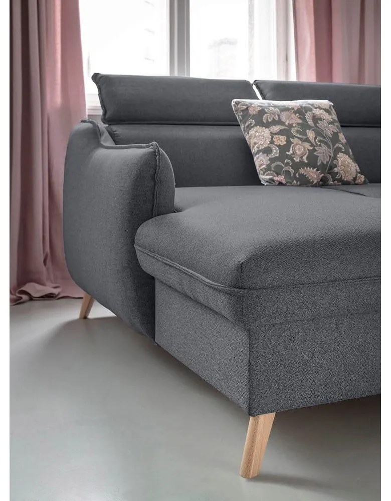 Colțar gri închis extensibil (cu colț pe partea stângă ) Sweet Harmony – Miuform