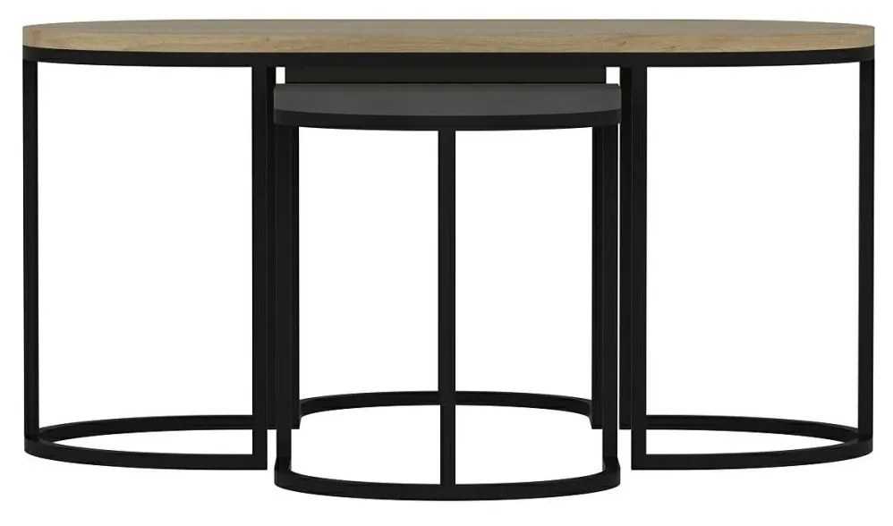 Masuta de cafea set (3 bucăți) Dena - Anthracite, Oak