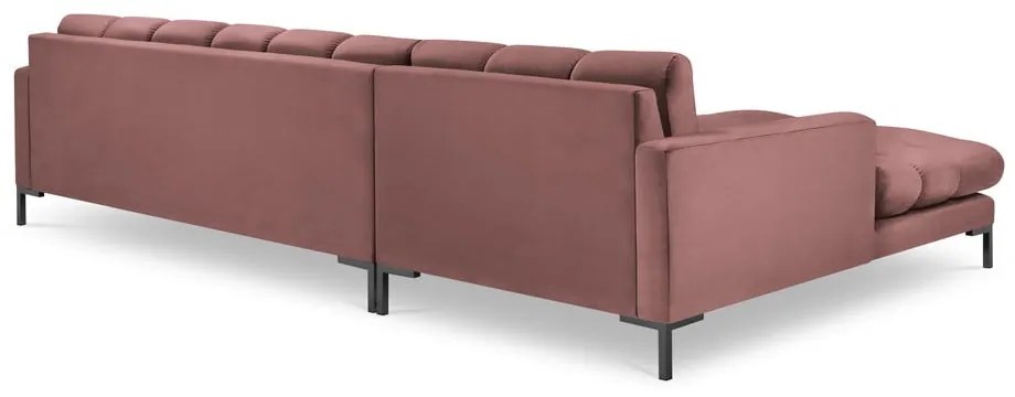 Colțar din catifea cu extensie pe partea stângă Cosmopolitan Design Bali, roz