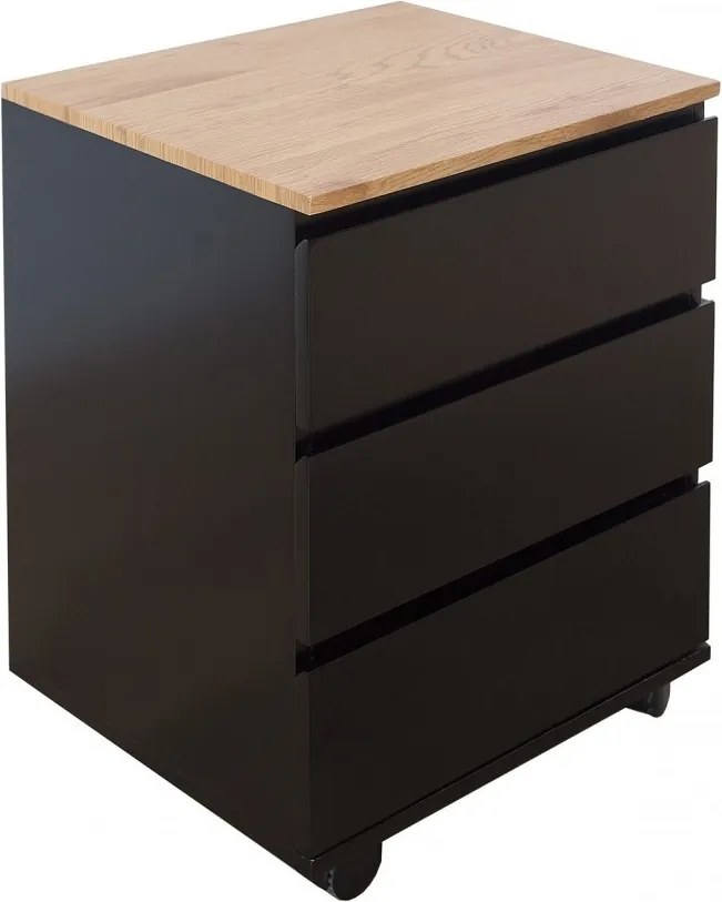 Dulapior cu sertare si role, modern si functional, Big Deal negru/ stejar