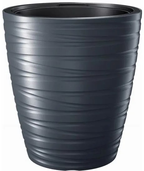 Ghiveci decorativ de flori, rotund, antracit, 29.6x32.9 cm, Maze 