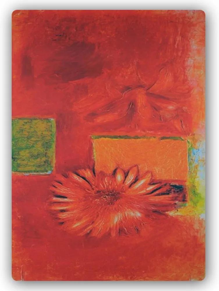 CARO Tablou metalic - Red Flower - Abstraction 40x60 cm