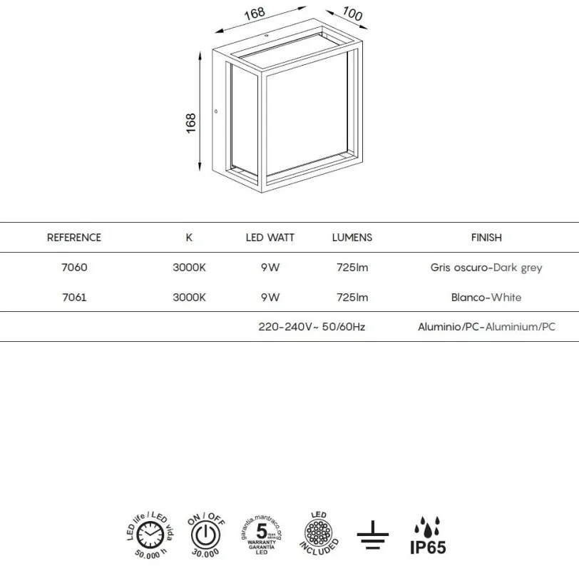 Plafoniera LED iluminat exterior modern IP65 CHAMONIX gri inchis