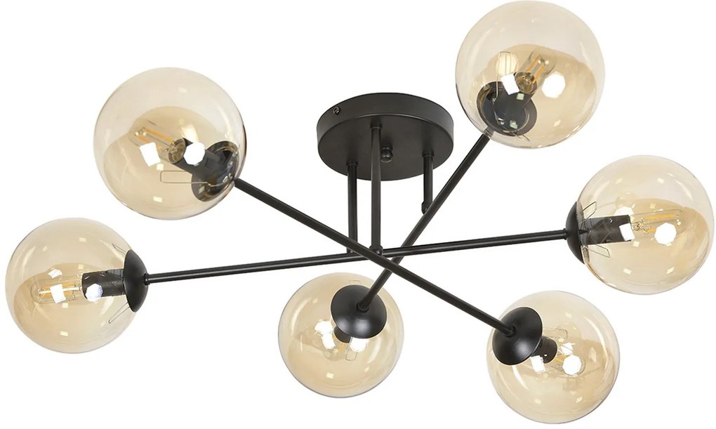 Emibig Brendi lampă de tavan 6x40 W negru-chihlimbar 833/6B