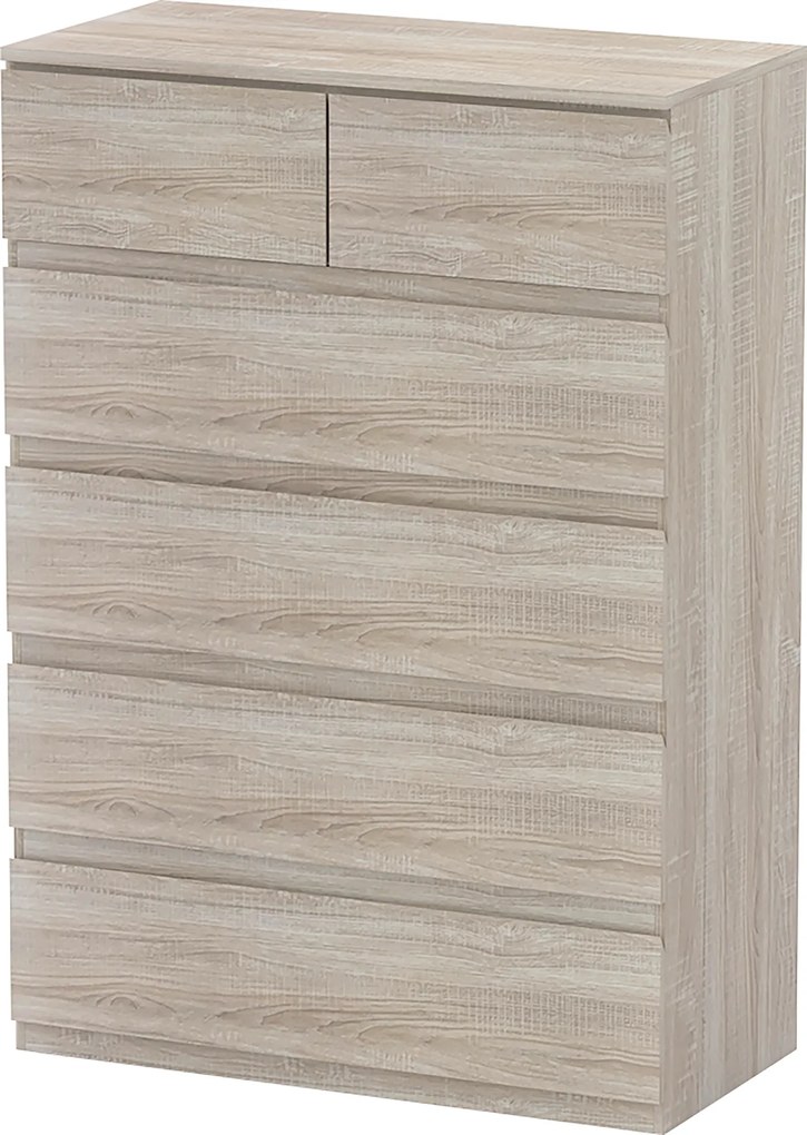 HOMCOM Comodă 6 sertare, mobilier de depozitare fără mânere design minimalist 80 x 39 x 115 cm lemn natural | Aosom Romania