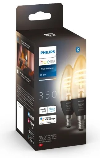 SET 2x bec LED dimabil Philips Hue WHITE AMBIANCE E14/4,6W/230V