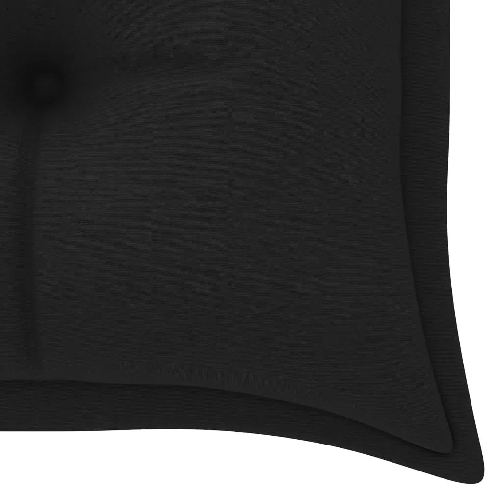 Banca gradina cu perna neagra, 150 cm, lemn masiv tec 150 cm, Negru, 1, Negru