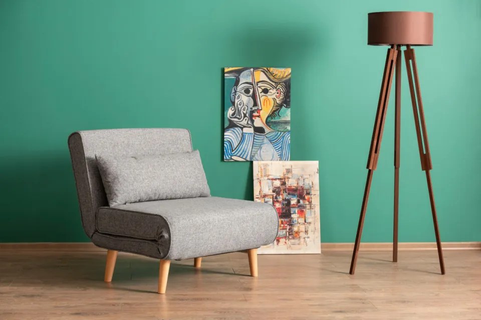 Fotoliu Extensibil Folde Single, Poliester, Gri Deschis