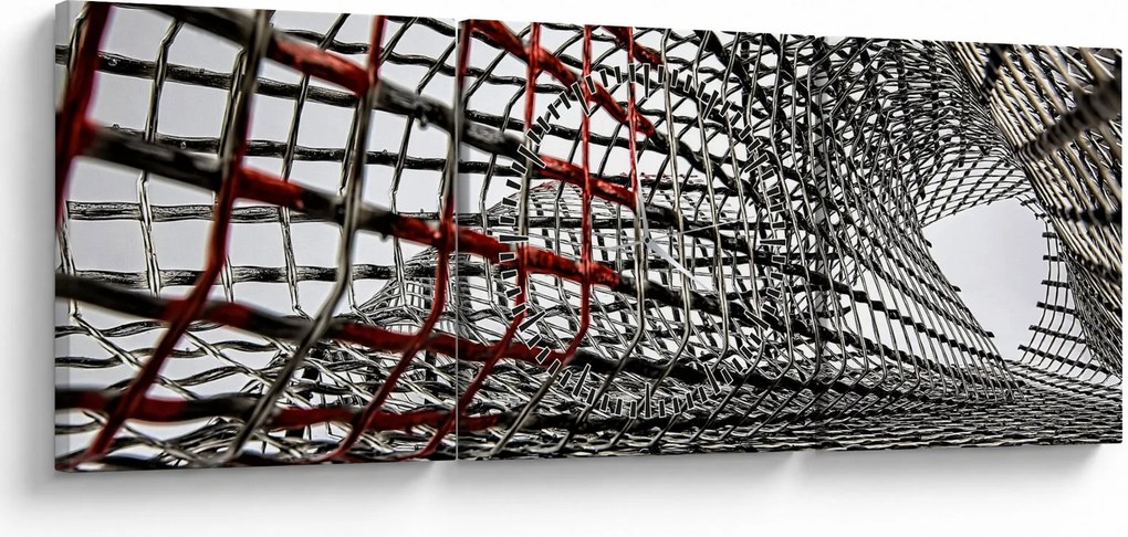 Tablou cu construcție din fier (cu ceas) (90x30 cm)