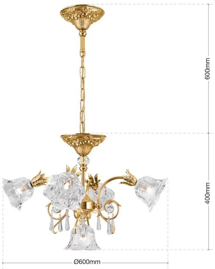 Candelabru cristal design lux LA BOHEME D-60cm 5L gold plated