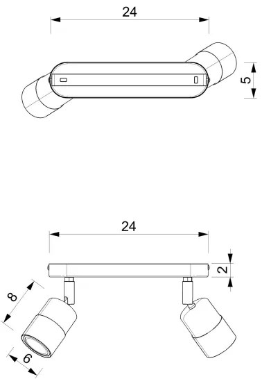 Spot MIZU 2xGU10/8W/230V negru/alamă