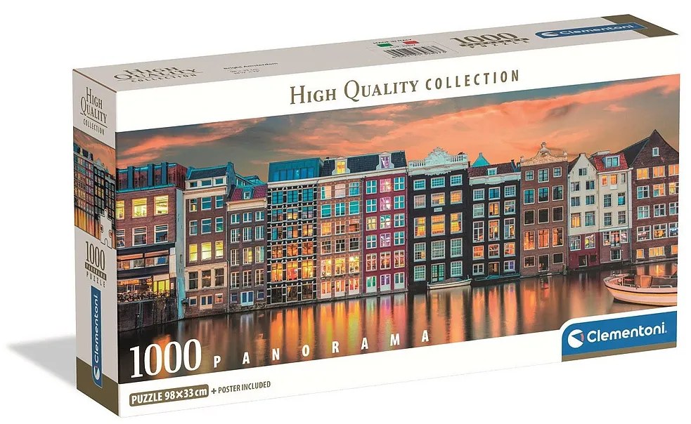 Orașe Bright Puzzle Amsterdam 1000 de piese panoramic Compact Clementoni