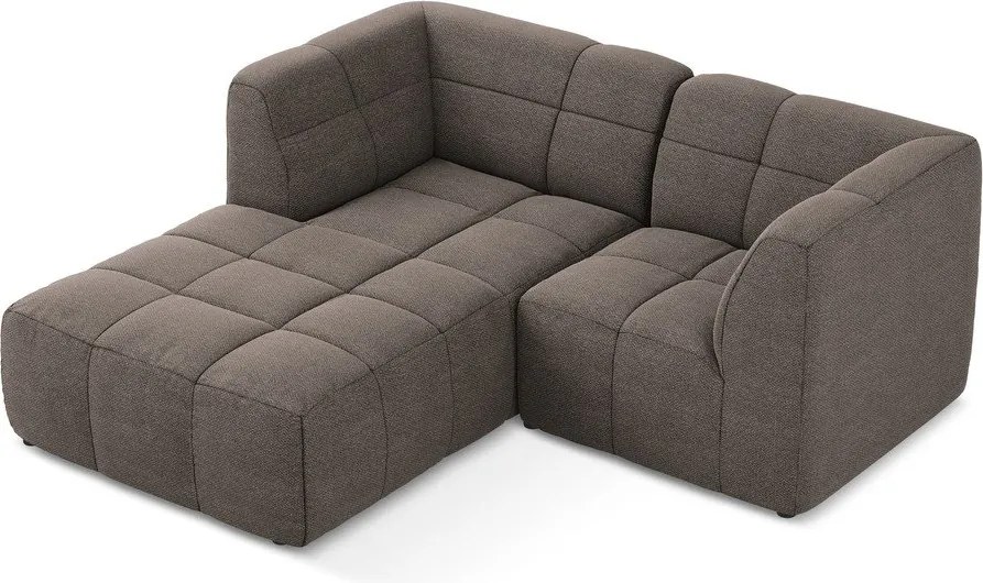 Colțar maro cu tapițerie din țesătură bouclé (cu colț pe partea stângă/cu șezlong) Aloha – Makamii