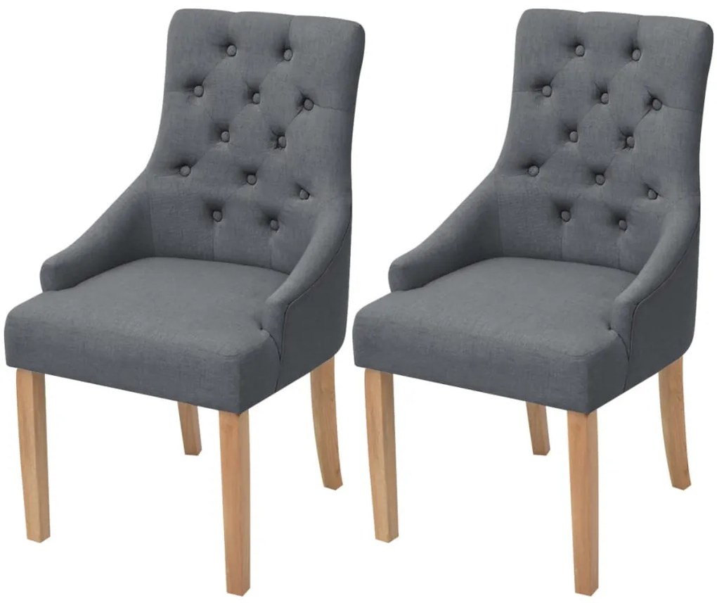 vidaXL Scaune de bucătărie, 2 buc., gri închis, material textil