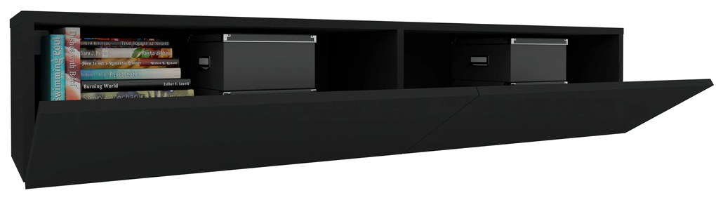 Comoda TV Isla, 2 Usi, Negru, 135 x 28 x 25 cm