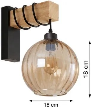 Brilagi - Aplica de perete WOOD GLASS 1xE27/60W/230V pin/negru/maro fumuriu