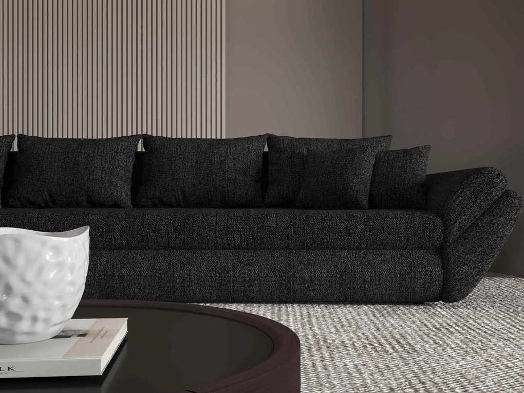 Colțar extensibil dumonde cu ladă de depozitare si sezut confortabil din spuma high-density, Loana XL Enjoy Negru 335x185 cm