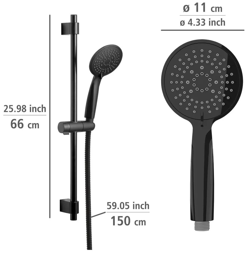 Set de duș negru din oțel inoxidabil 66 cm Young – Wenko