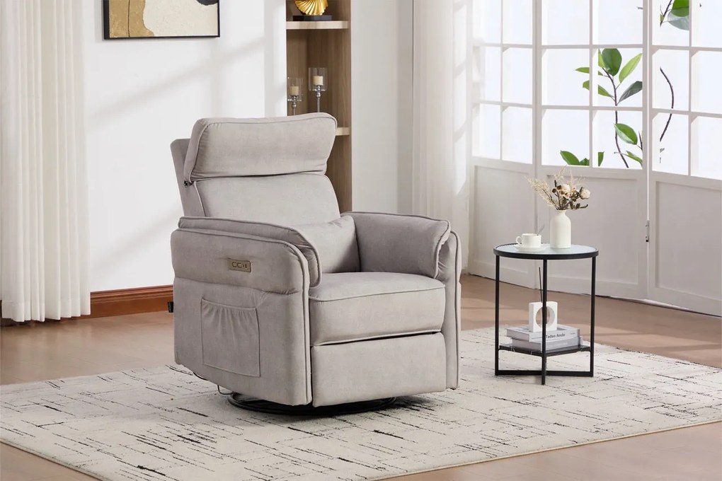 Fotoliu recliner electric dumonde cu funcție de balansare ,rotire și incarcare USB C Tavero