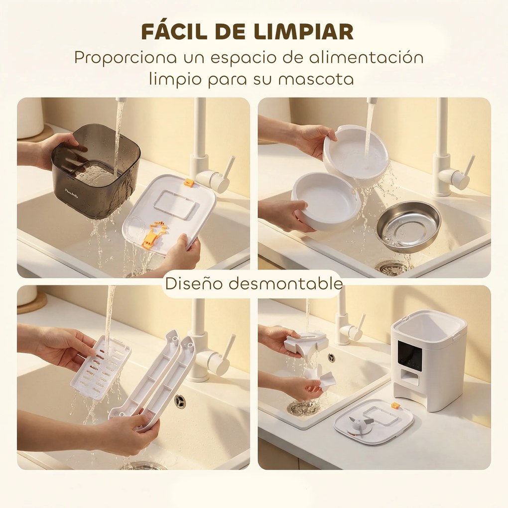 PawHut Hrănitor Automat 6 L WiFi 2.4G cu Control Aplicație 2 Boluri Programabil 1-10 Mese Înregistrator Vocal 10 s Ușor de Curățat | Aosom Romania