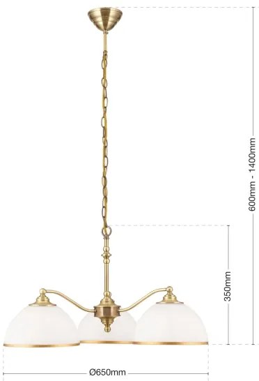 Lustră pe lanț Orion LU 1838/3 OLD LAMP 3xE27/40W/230V alb/bronz