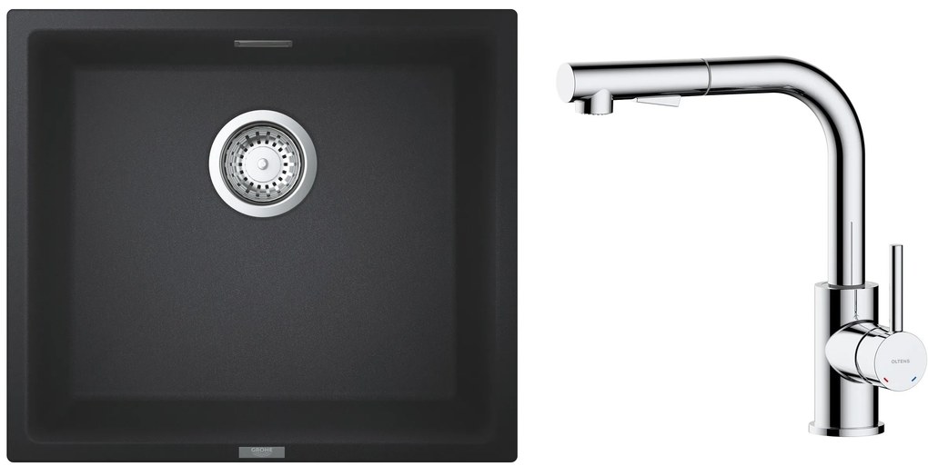 Set chiuvetă din granit Grohe K700 31653AP0, baterie bucătărie Oltens Myvat 35205100