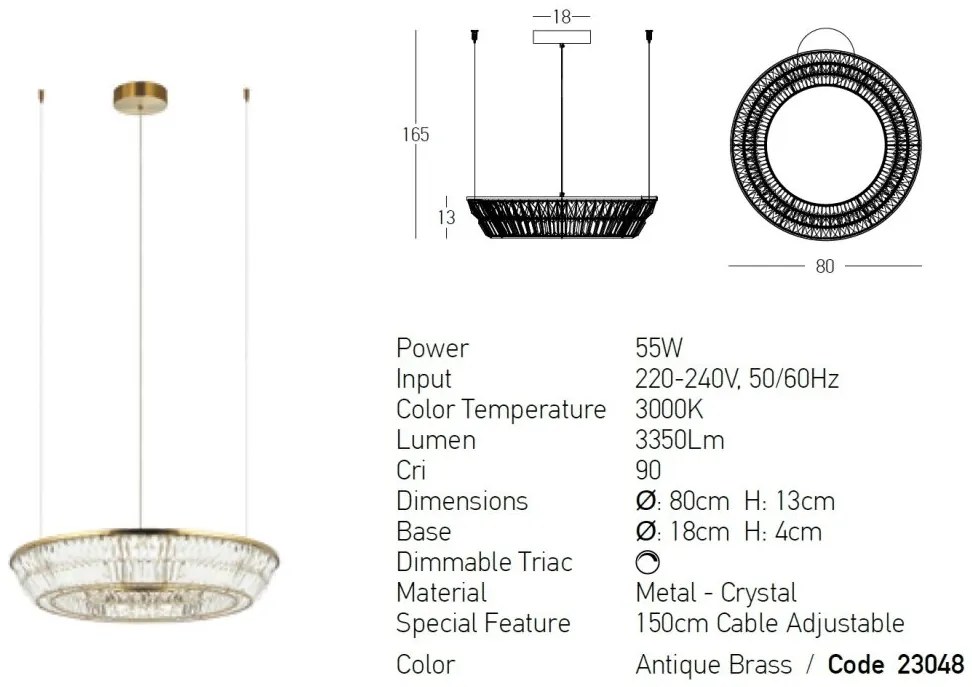 Lustra LED dimabila design elegant Luxury D-80cm