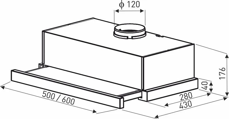 Hotă de bucătărie Treviso, lățime 50 cm