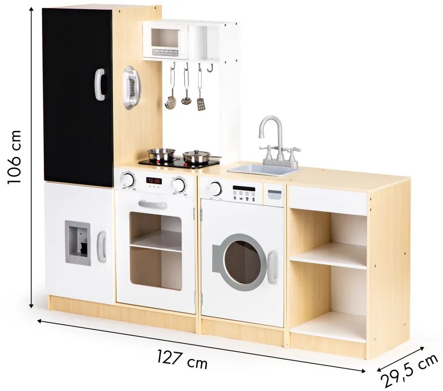 Bucătărie pentru copii XXL din lemn cu iluminare led