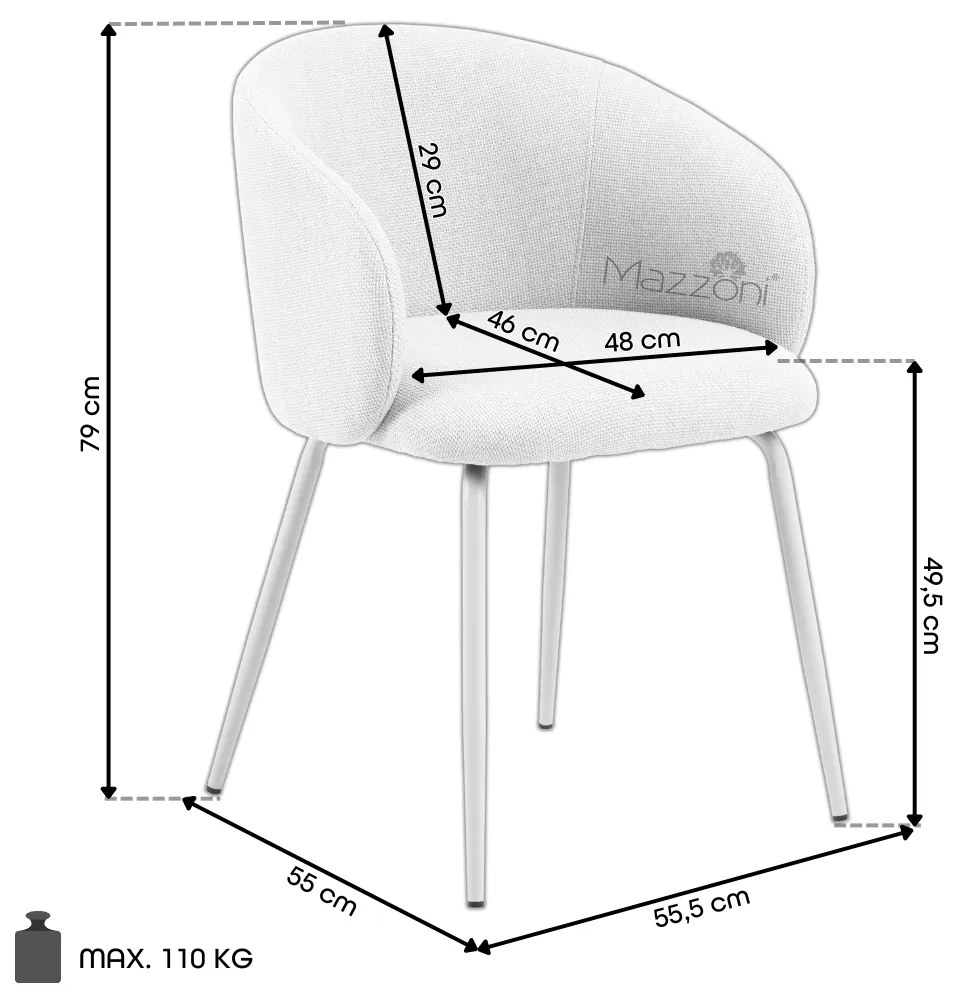 MAZZONI EXPORT CLARA Verde Măsliniu (material Basel 77)/picioare negre - SCAUN MODERN ADÂNC TAPIȚAT PENTRU SALON/LIVING/BIROU LOFT