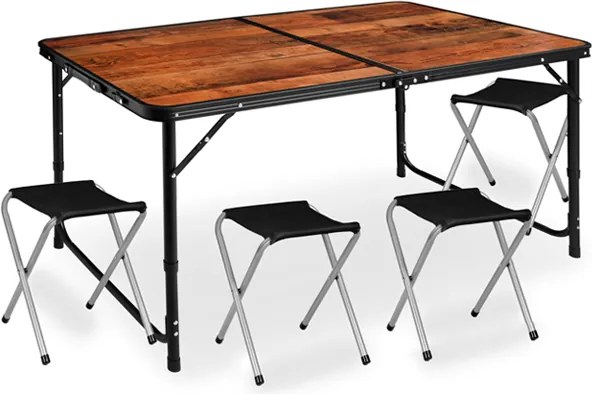 Masă de camping pliabilă cu scaune - set pentru drumeții pentru 4 persoane Gri