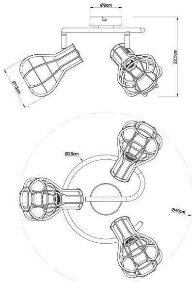 Globo 15388-3 - Lampă spot CLASTRA 3xE27/40W/230V