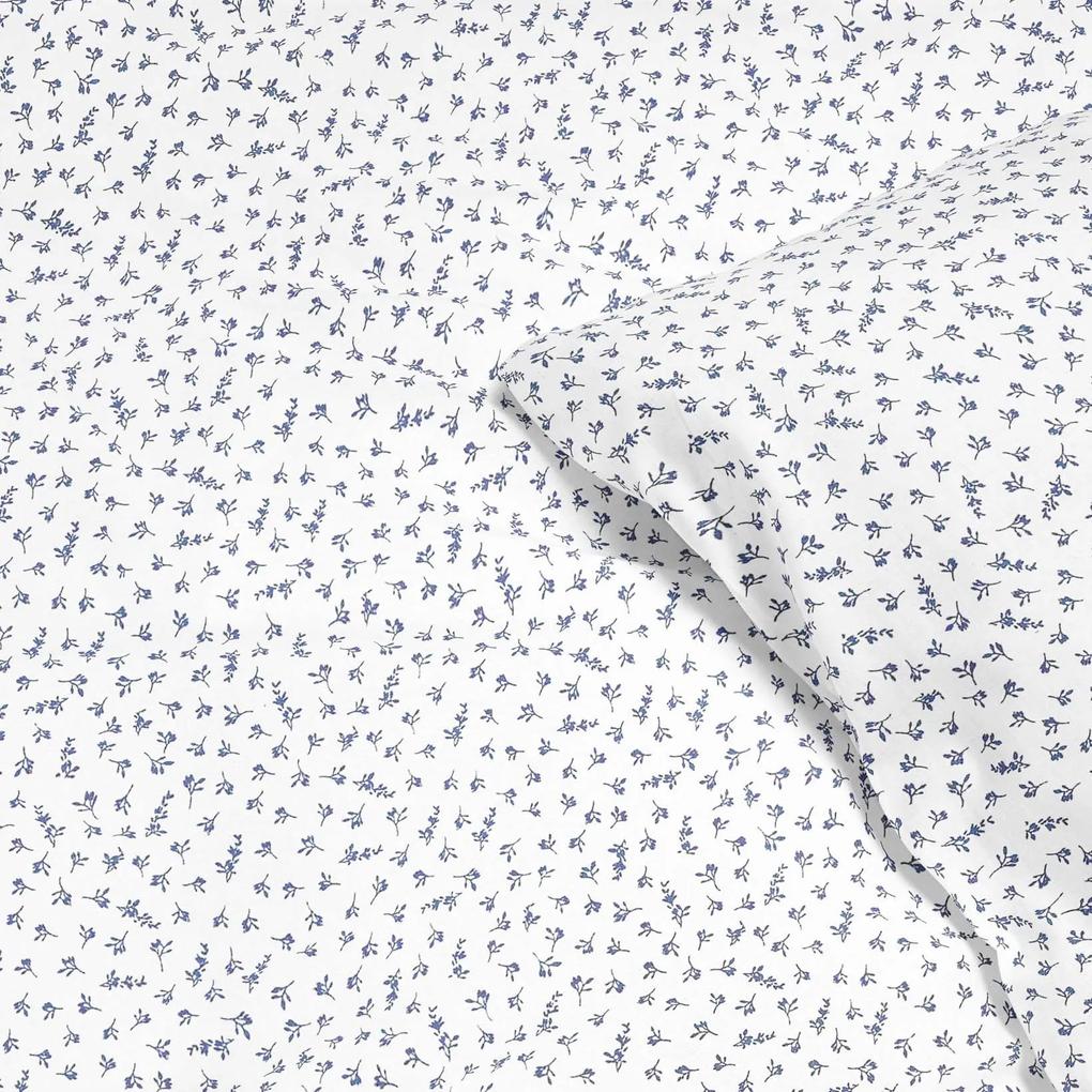 Goldea lenjerie de pat din 100% bumbac - floricele gri-albastre pe alb 140 x 200 și 50 x 70 cm