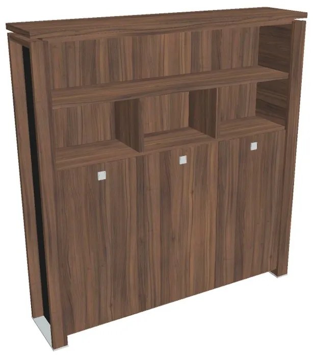 Dulap înalt pentru haine Verno+ S 200 x 46 x 210 cm, cu rafturi, nuc / negru