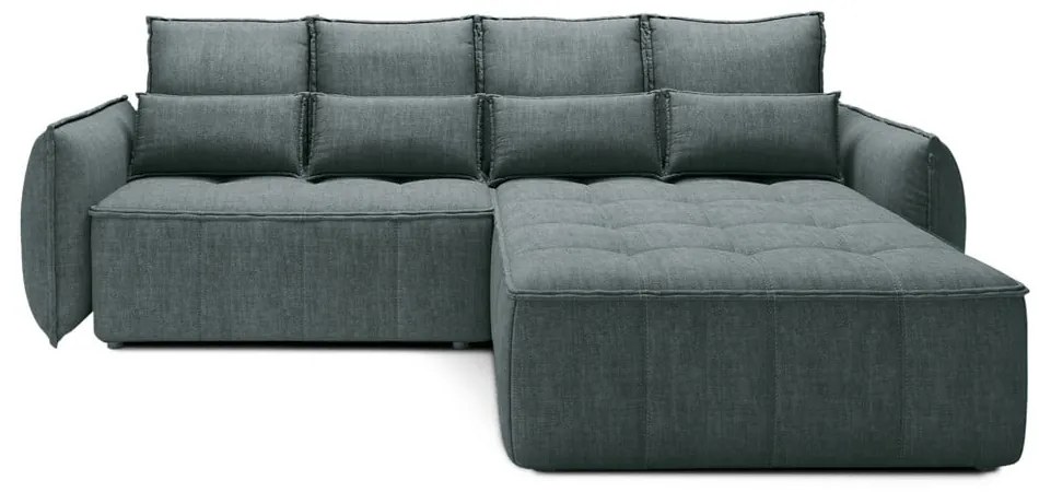 Colțar verde extensibil/cu spațiu de depozitare cu tapițerie din catifea (cu colț pe partea dreaptă/cu șezlong) Campo – ELTAP