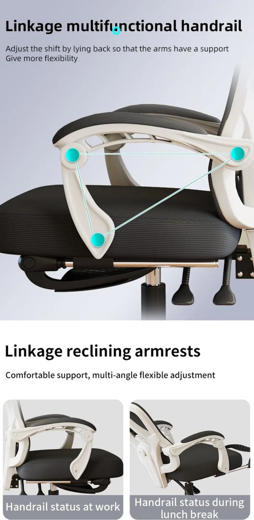 RESIGILAT- Scaun ergonomic cu suport lombar 4D, tetieră reglabilă 4D, pivotant 360°, suport pentru picioare, Negru