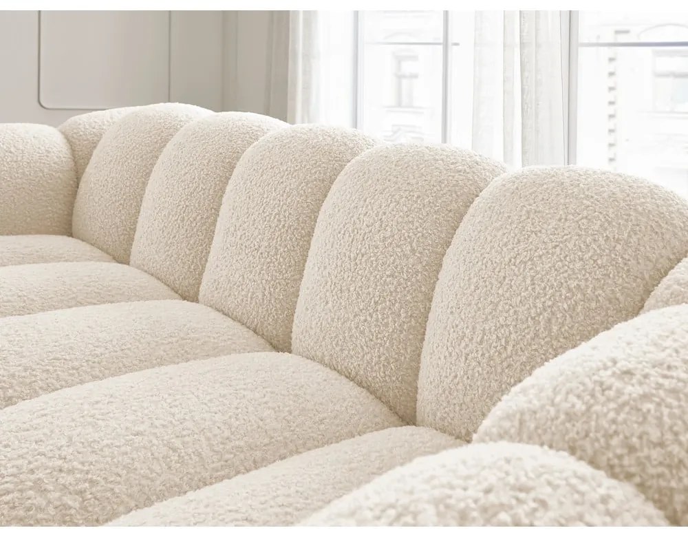 Canapea bej cu tapițerie din țesătură bouclé 232 cm Hippolyte – Bobochic Paris