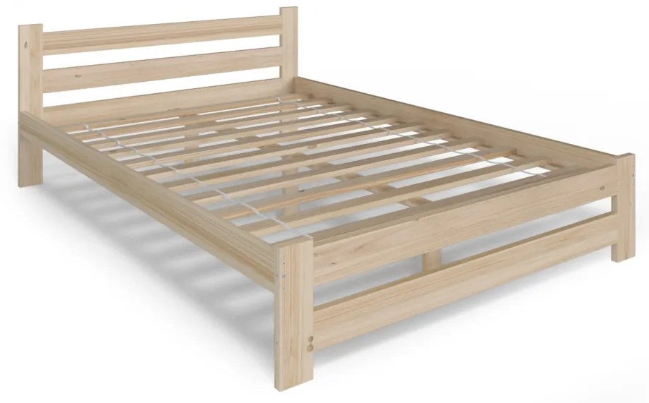 Supermobel Pat din lemn masiv EUREKA + saltea sandwich BOHEMIA + somiera GRATUIT, 120x200, alb