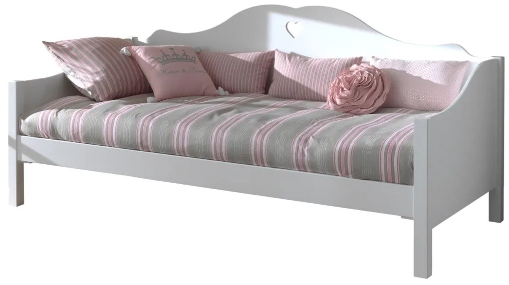 Set AMORI în alb format dintr-un Pat copii cabină (90 x 200 cm) și un sertar de Pat copii.