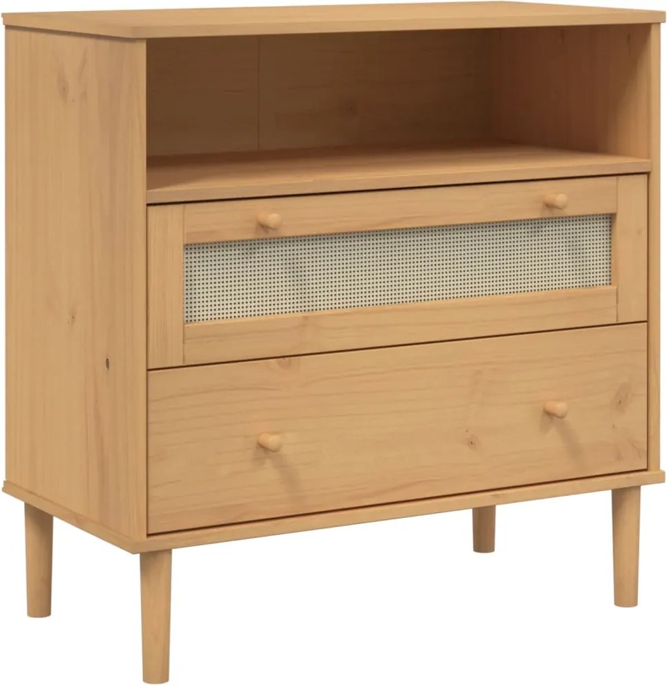 vidaXL Servantă SENJA, aspect ratan maro, 80x40x80 cm, lemn masiv pin