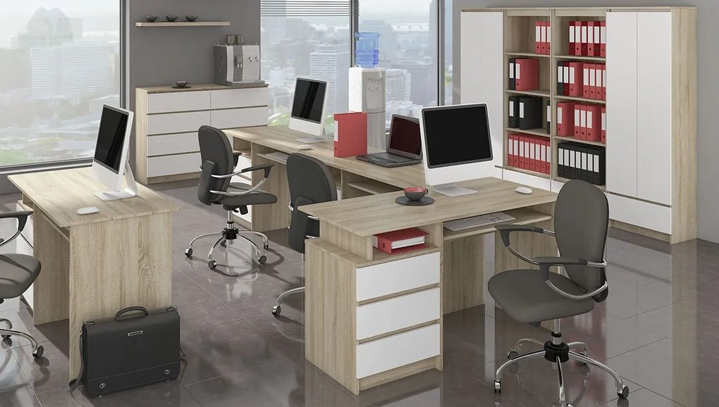 Dulap cu rafturi Renzo (stejar sonoma + alb). 1068706
