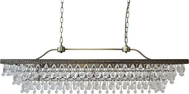 Candelabru din alamă antichizată, cu prisme din sticlă în formă de picătură, 120×40×40 cm, "Versailles"