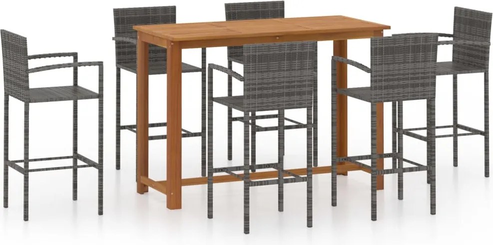 vidaXL Set mobilier bar de grădină, 7 piese, gri