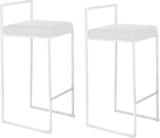 Set de 2 scaune de bar Dodo albe, metal/ piele sintetică