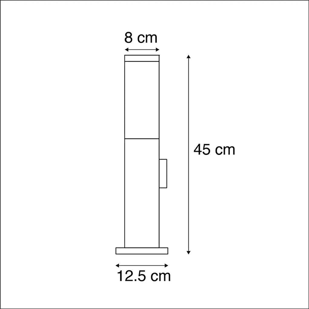 Lampă de exterior din oțel incluzând priză IP44 - Malios cu țăruș de pământ și garnitură pentru cablu