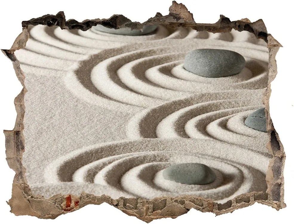 Fototapet 3D gaură în perete Nisip pietre zen
