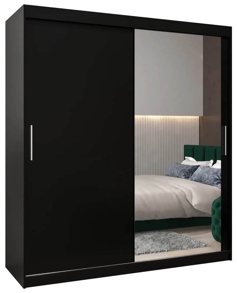 Dulap de haine 180 cm Toki 2 (negru mat + negru mat). 1065004