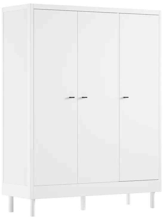 Set Complet Mobilier Camera Copii Forrest Beech, Pat 90x200 cm, Dulap cu 3 Uși, Noptieră și Comodă, din Lemn de Fag Lăcuit Alb – Vipack